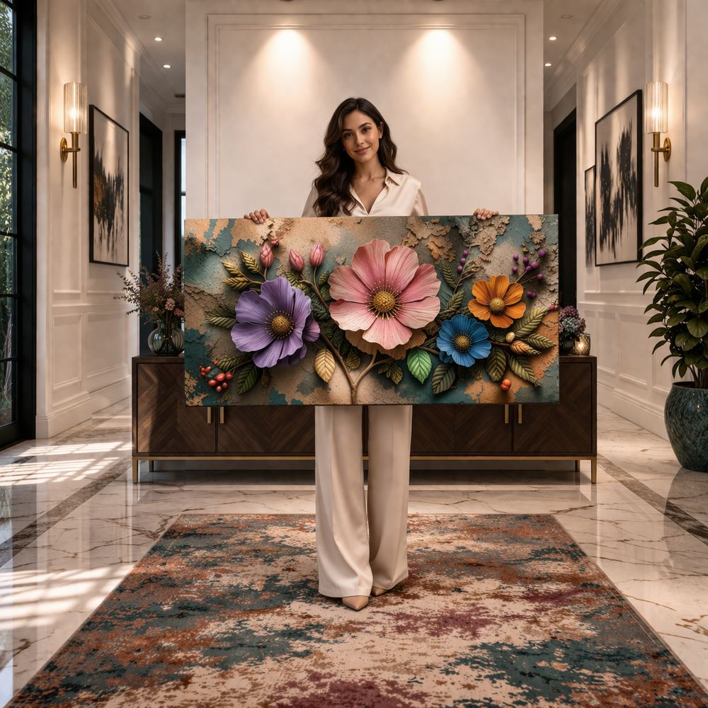 Canvas artwork placed in a generated scene: lifestyle shot