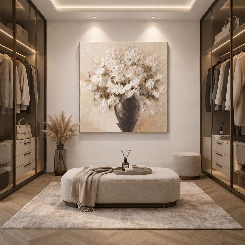 Canvas artwork placed in a generated scene: interior placement