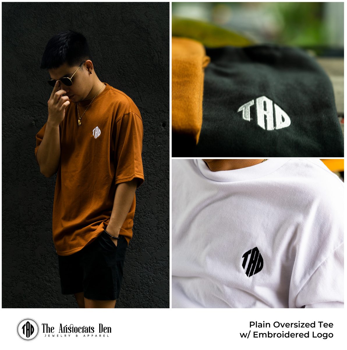 Social media post: plain oversized tee with embroidered logo